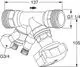 Strangregulierventil mit mehreren Anschlüssen und Gewinde, dargestellt im technischen Zeichnungsstil. Produkt von IMI Hydronic Engineering.